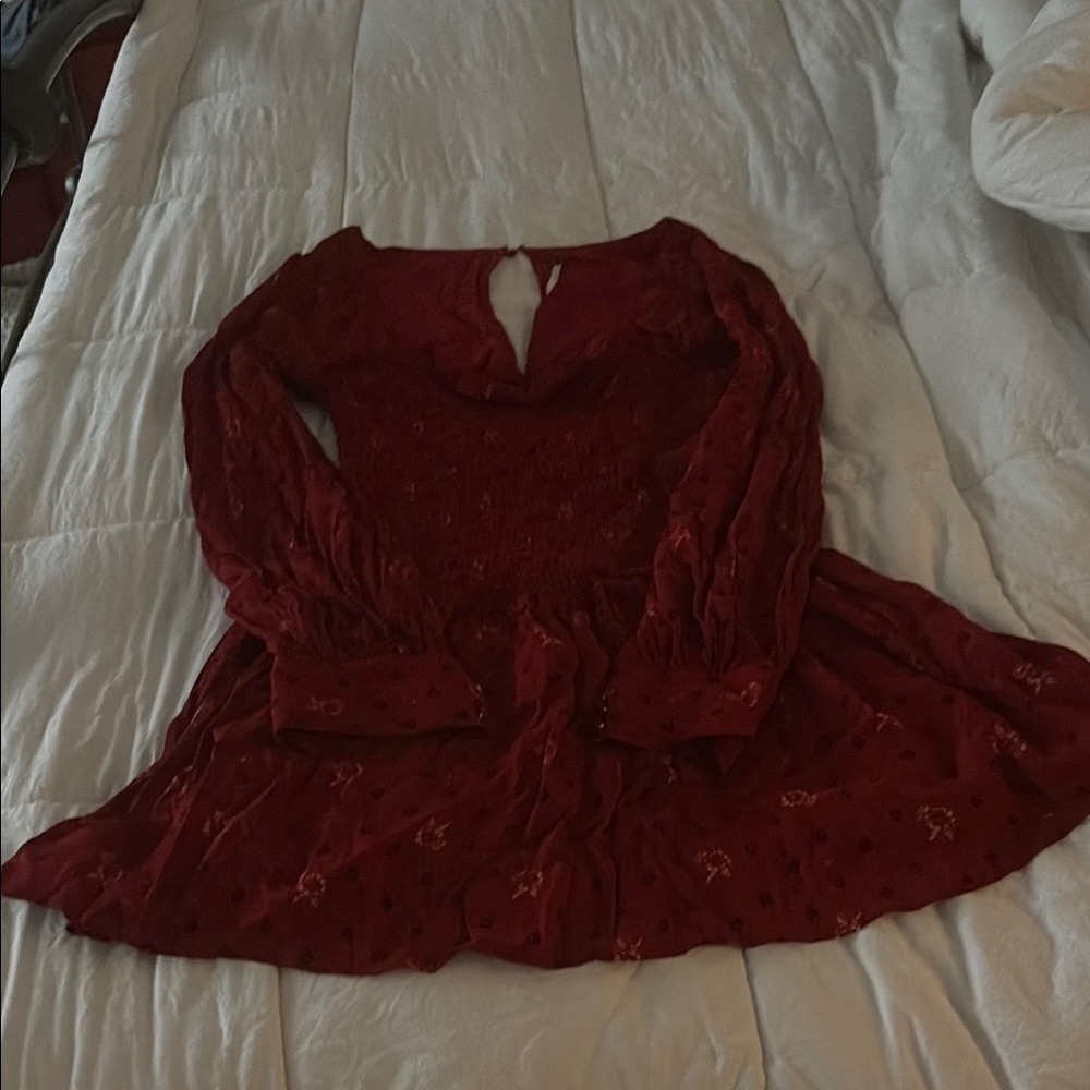 Free People Burgundy Floral Mini Dress